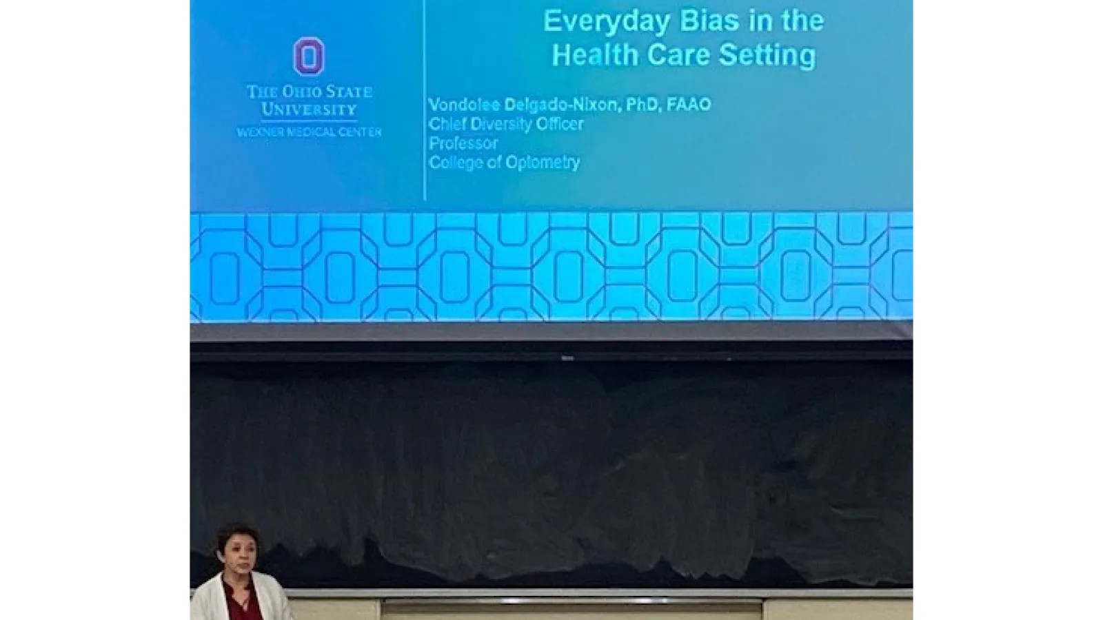 Dr. Vondolee-Nixon presenting slides