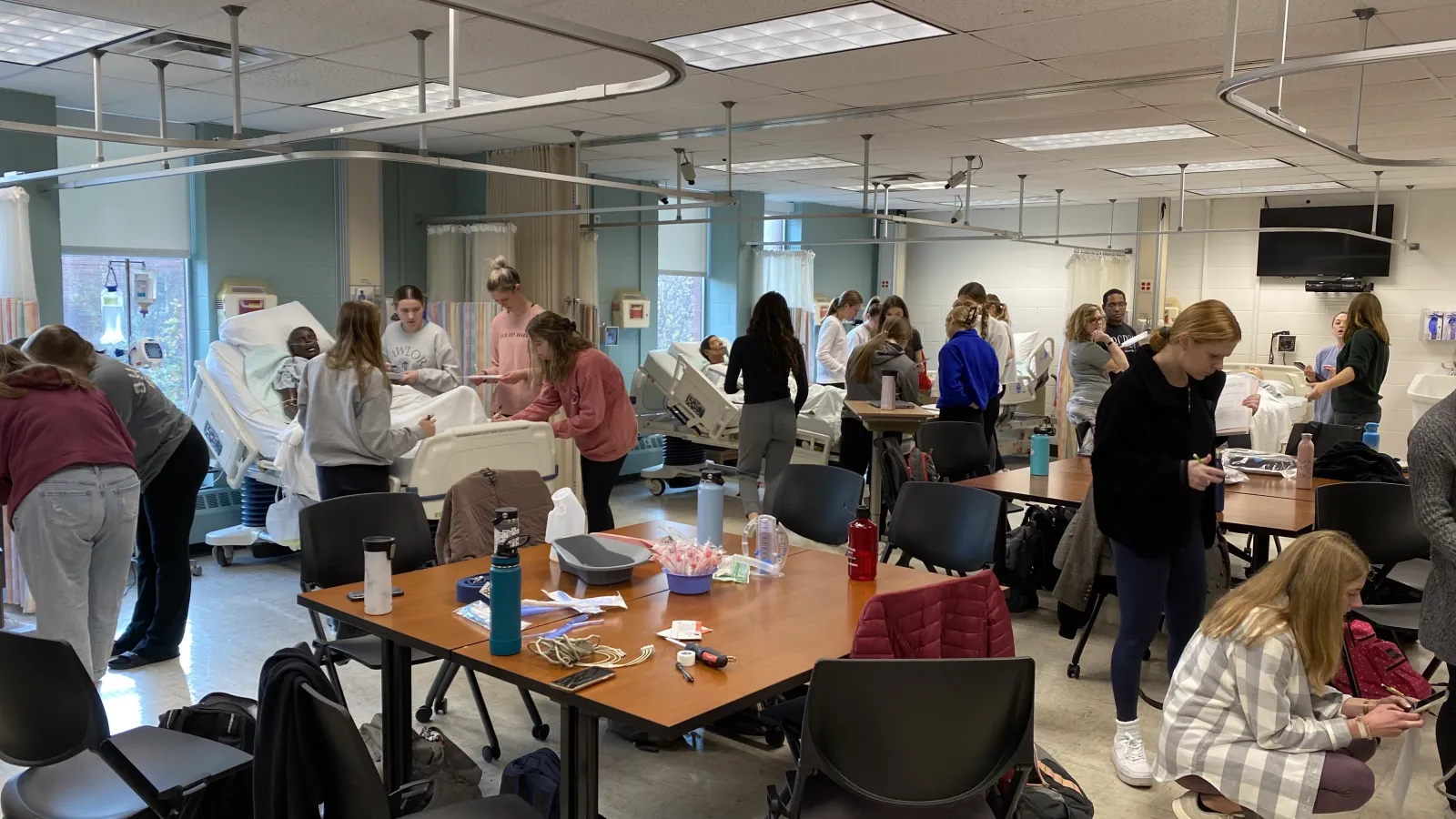 Wide view of mock medical setting treatment
