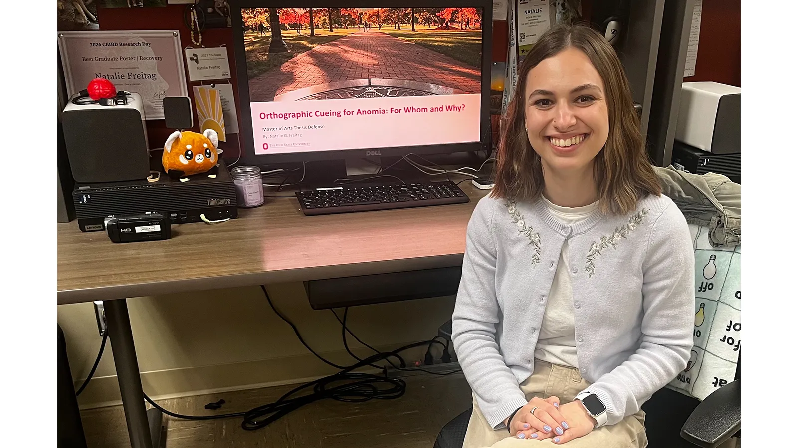 Natalie Freitag sitting at desk